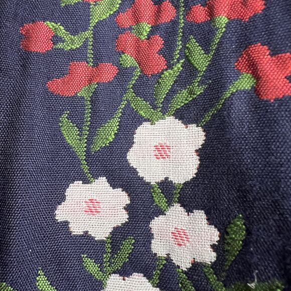 Brooks Brothers Damask Jacquard Pleated A-Line Skirt Navy Blue Floral Size 4P - Picture 8 of 16